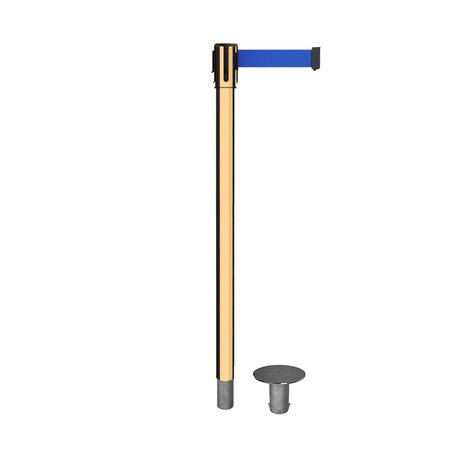 MONTOUR LINE Retractable Belt Removable Stanchion, 2ft Pol.Brass Post  7.5ft Blue MX530R-PB-BL-75